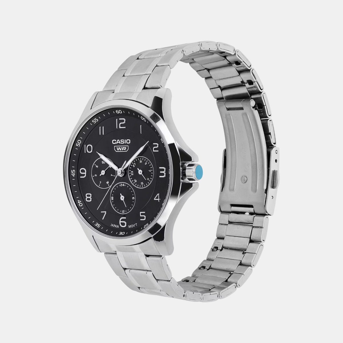 Enticer Men Quartz Black Dial Multi-Function Stainless Steel Watch A2450