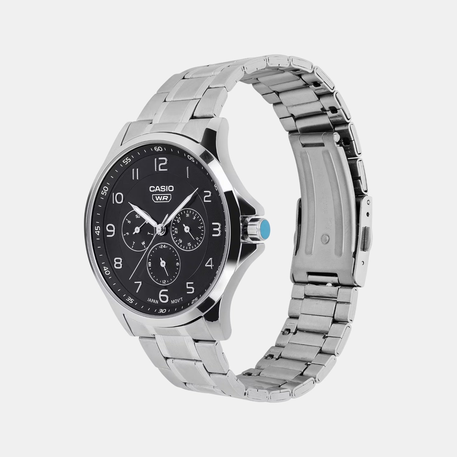 Enticer Men Quartz Black Dial Multi-Function Stainless Steel Watch A2450