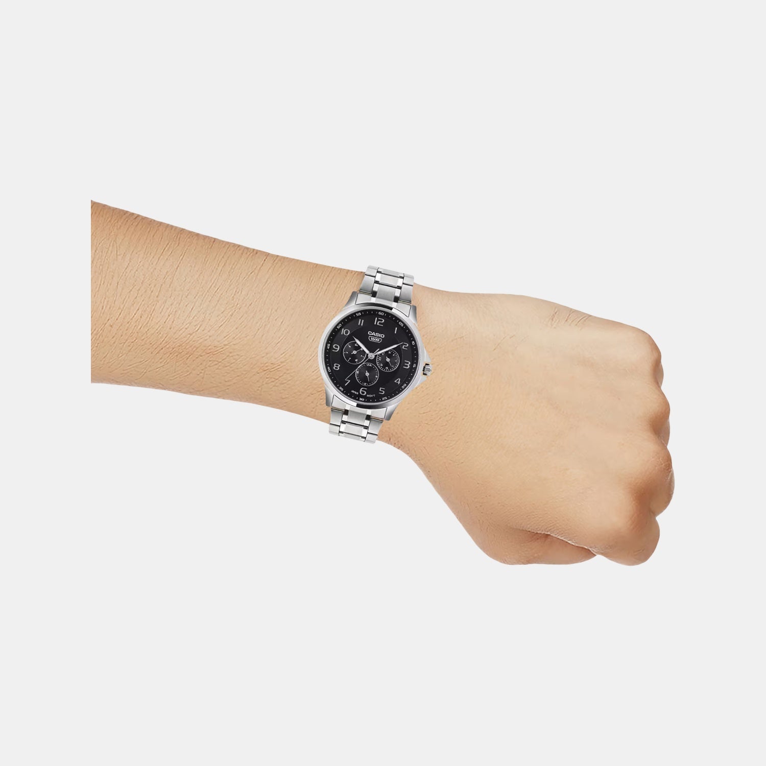 Enticer Men Quartz Black Dial Multi-Function Stainless Steel Watch A2450