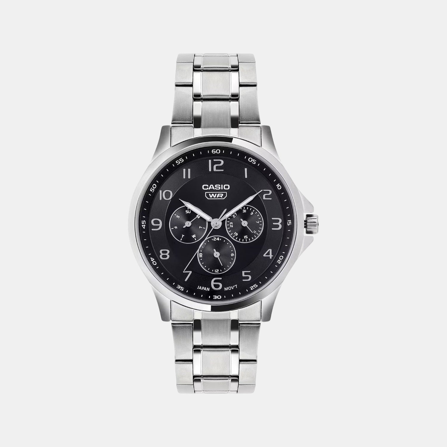 Enticer Men Quartz Black Dial Multi-Function Stainless Steel Watch A2450