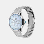 Men Quartz Blue Dial Multi-Function Stainless Steel Watch A2451