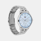 Men Quartz Blue Dial Multi-Function Stainless Steel Watch A2451
