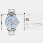 Men Quartz Blue Dial Multi-Function Stainless Steel Watch A2451