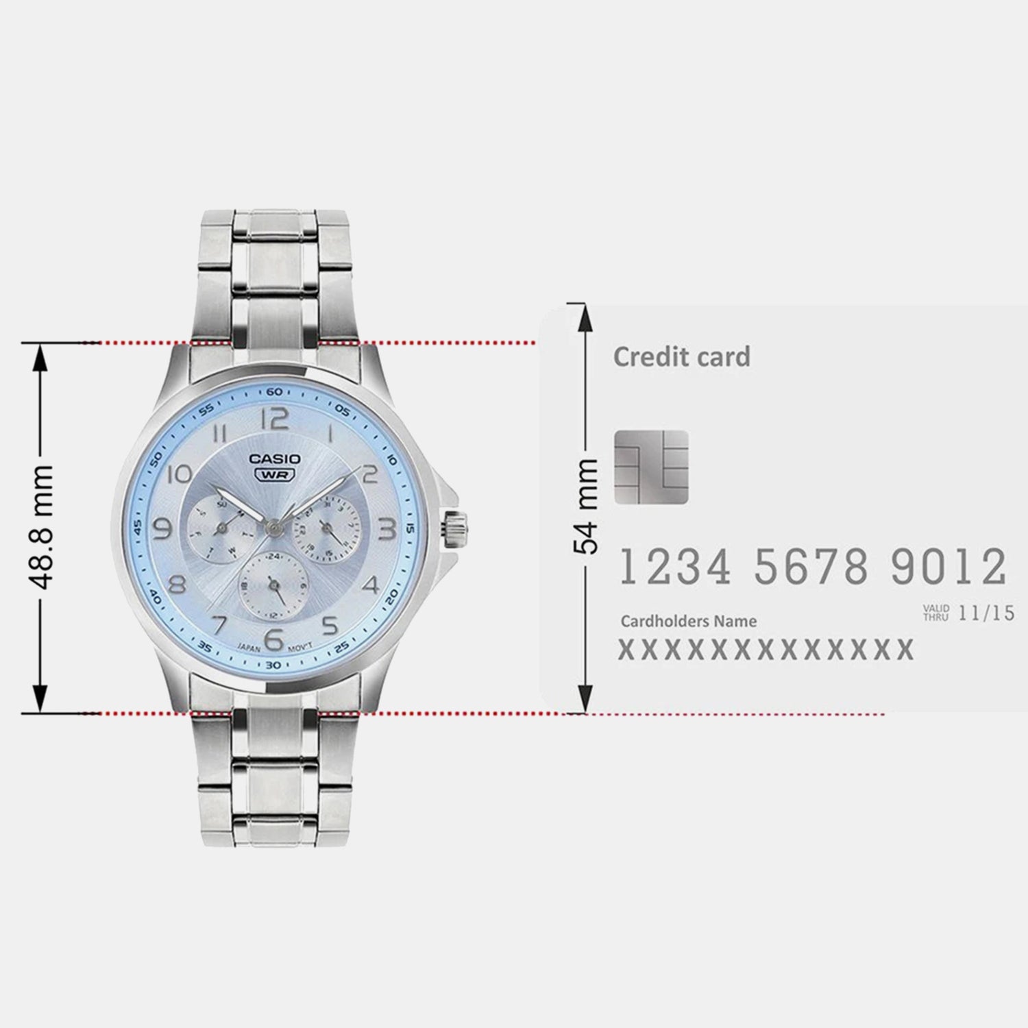 Men Quartz Blue Dial Multi-Function Stainless Steel Watch A2451