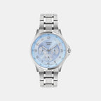 Men Quartz Ice Blue Dial Multi-Function Stainless Steel Watch A2451