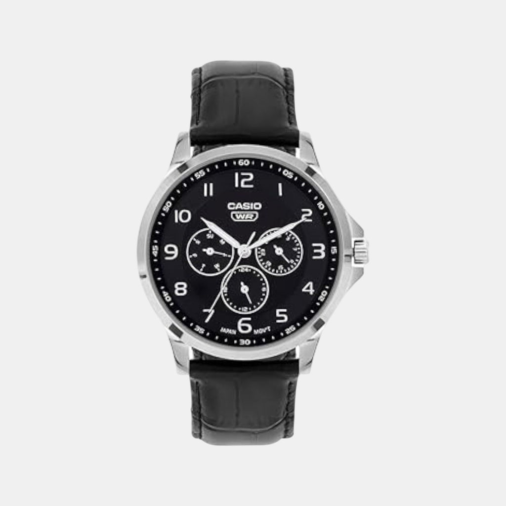 Enticer Men Quartz Black Dial Analog Leather Watch A2454