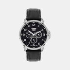 Enticer Men Quartz Black Dial Analog Leather Watch A2454