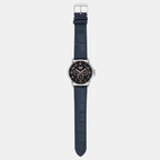 Men Quartz Blue Dial Multi-Function Leather Watch A2455