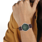 Enticer Men Quartz Green Dial Analog Leather Watch A2456