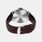 Enticer Men Quartz Yellow Dial Multi-Function Leather Watch A2457