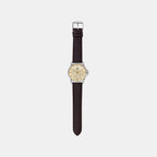 Enticer Men Quartz Yellow Dial Multi-Function Leather Watch A2457