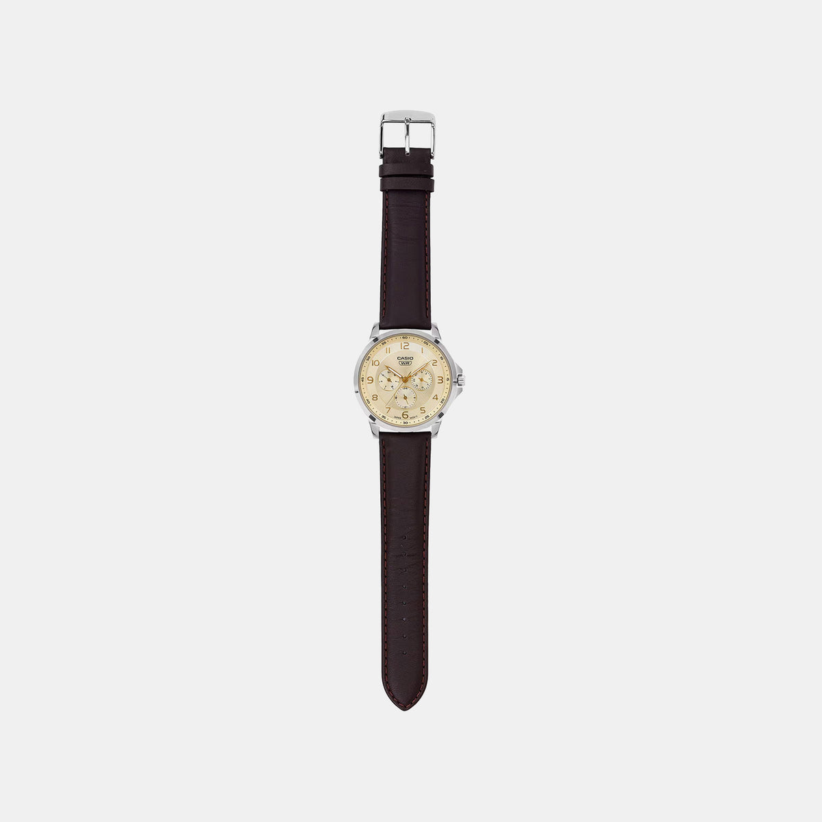 Enticer Men Quartz Champagne Dial Multi-Function Leather Watch A2457