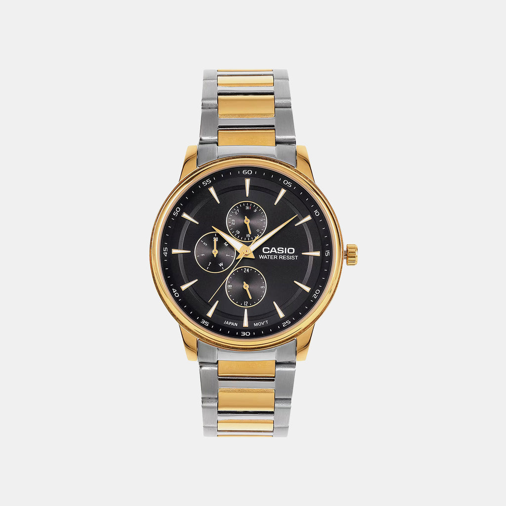 Men Quartz Black Dial Analog Stainless Steel Watch A2459