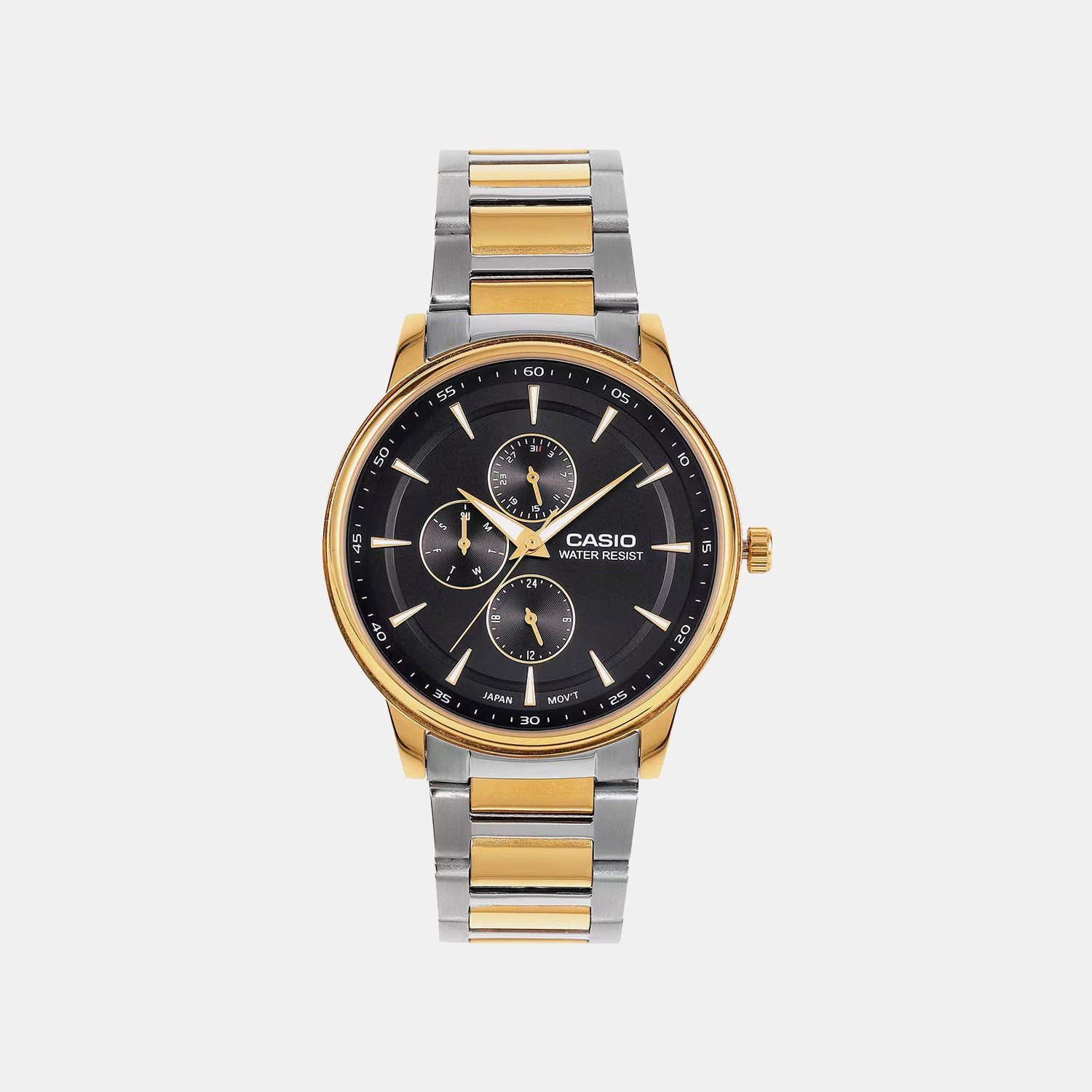 Men Quartz Black Dial Analog Stainless Steel Watch A2459