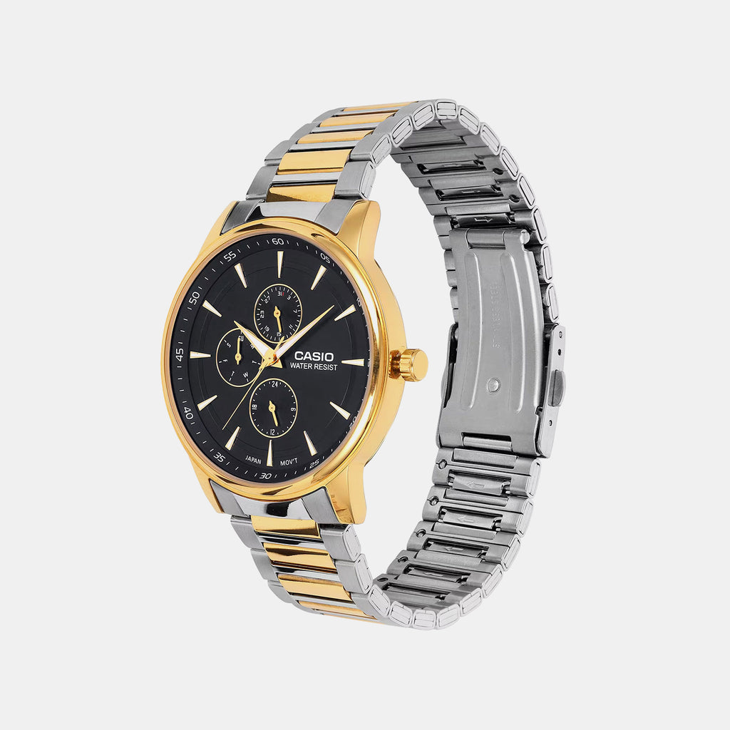 Men Quartz Black Dial Analog Stainless Steel Watch A2459