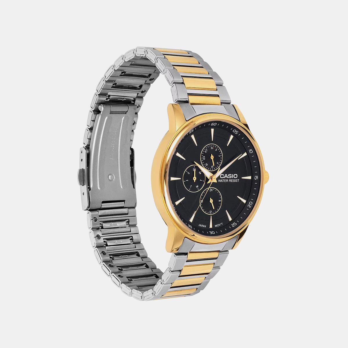 Men Quartz Black Dial Analog Stainless Steel Watch A2459
