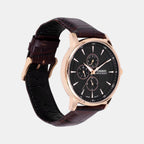 Enticer Men Quartz Black Dial Analog Leather Watch A2460