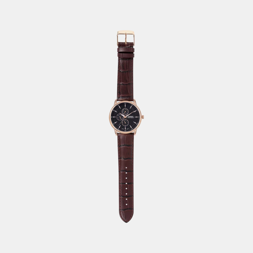 Enticer Men Quartz Black Dial Analog Leather Watch A2460