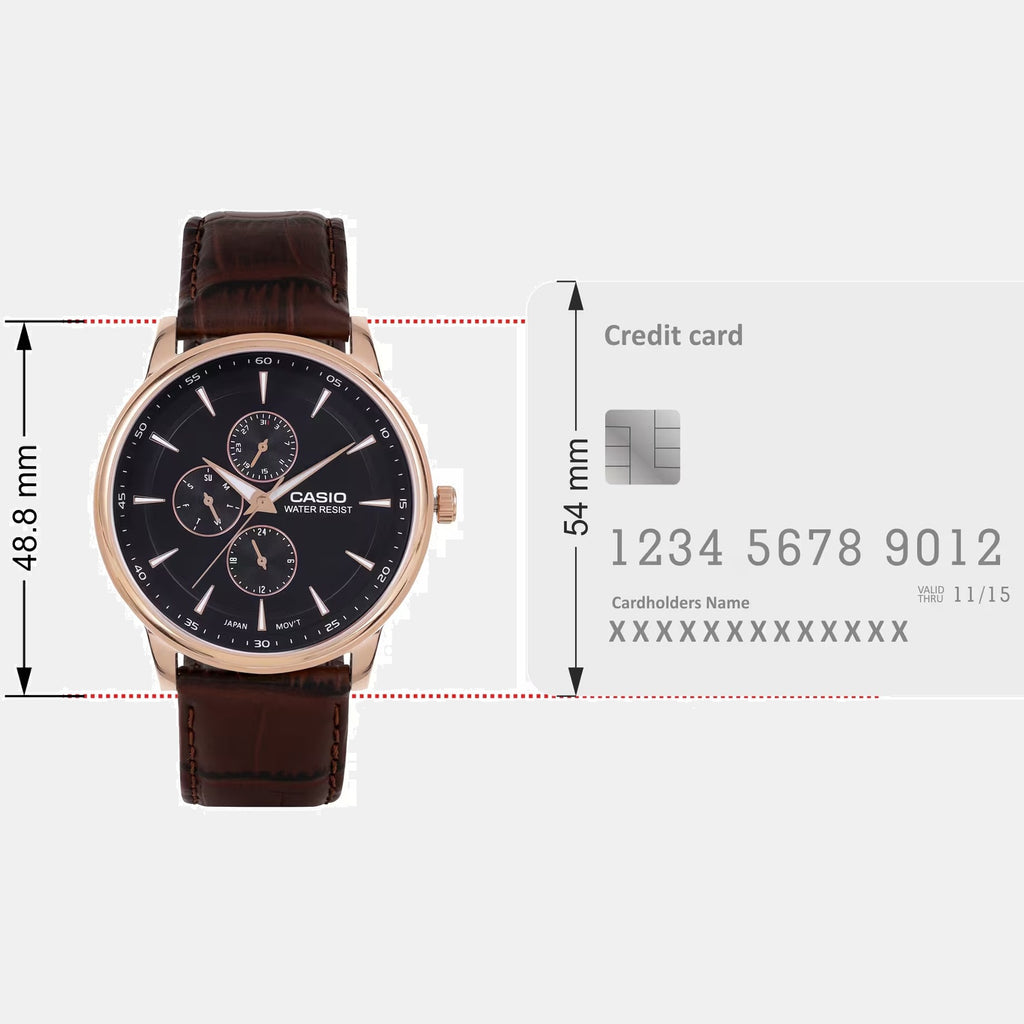 Enticer Men Quartz Black Dial Analog Leather Watch A2460