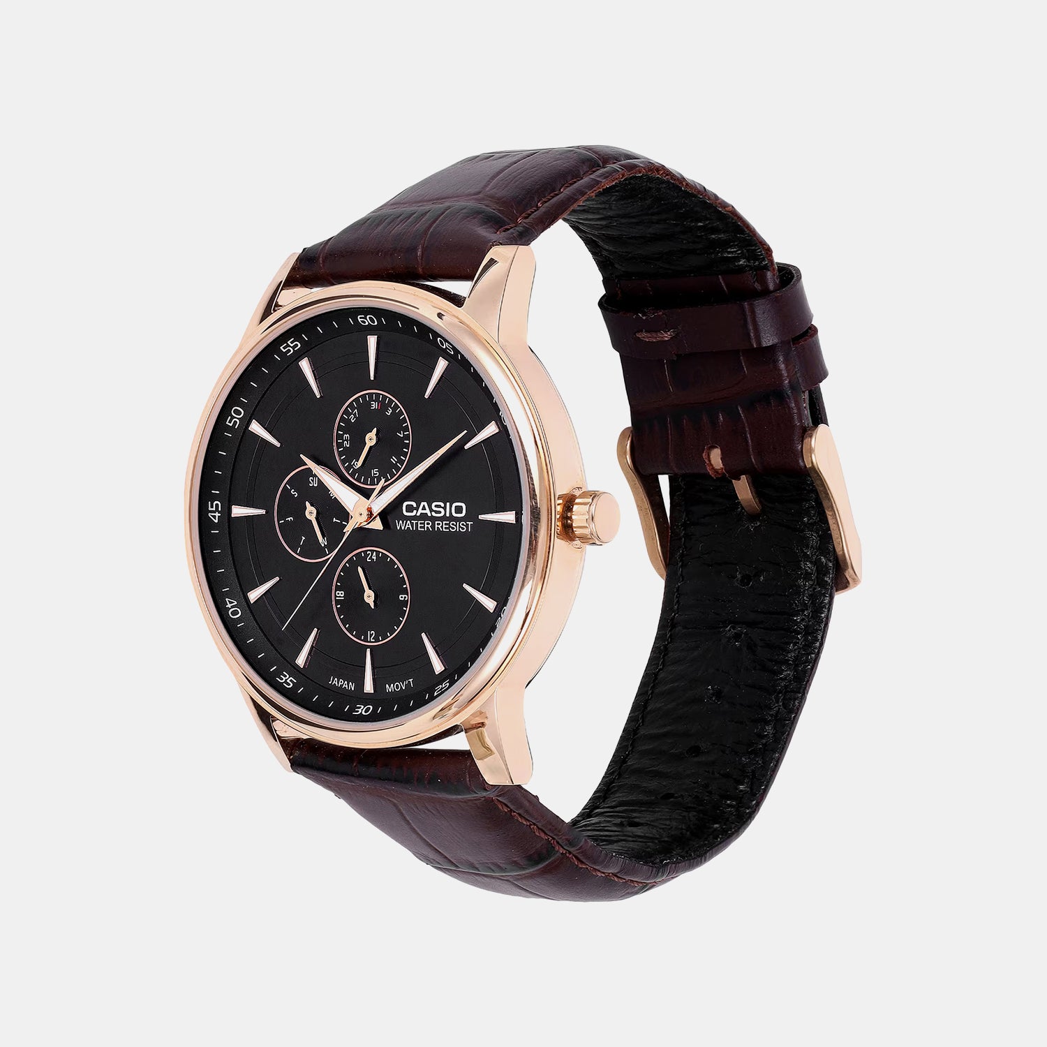 Enticer Men Quartz Black Dial Analog Leather Watch A2460