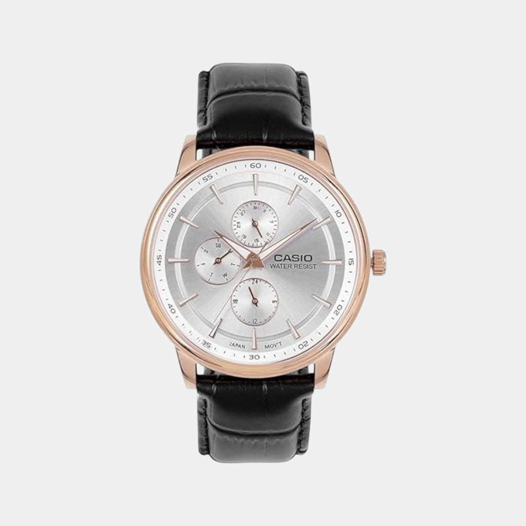 Enticer Men Quartz Silver Dial Analog Leather Watch A2461