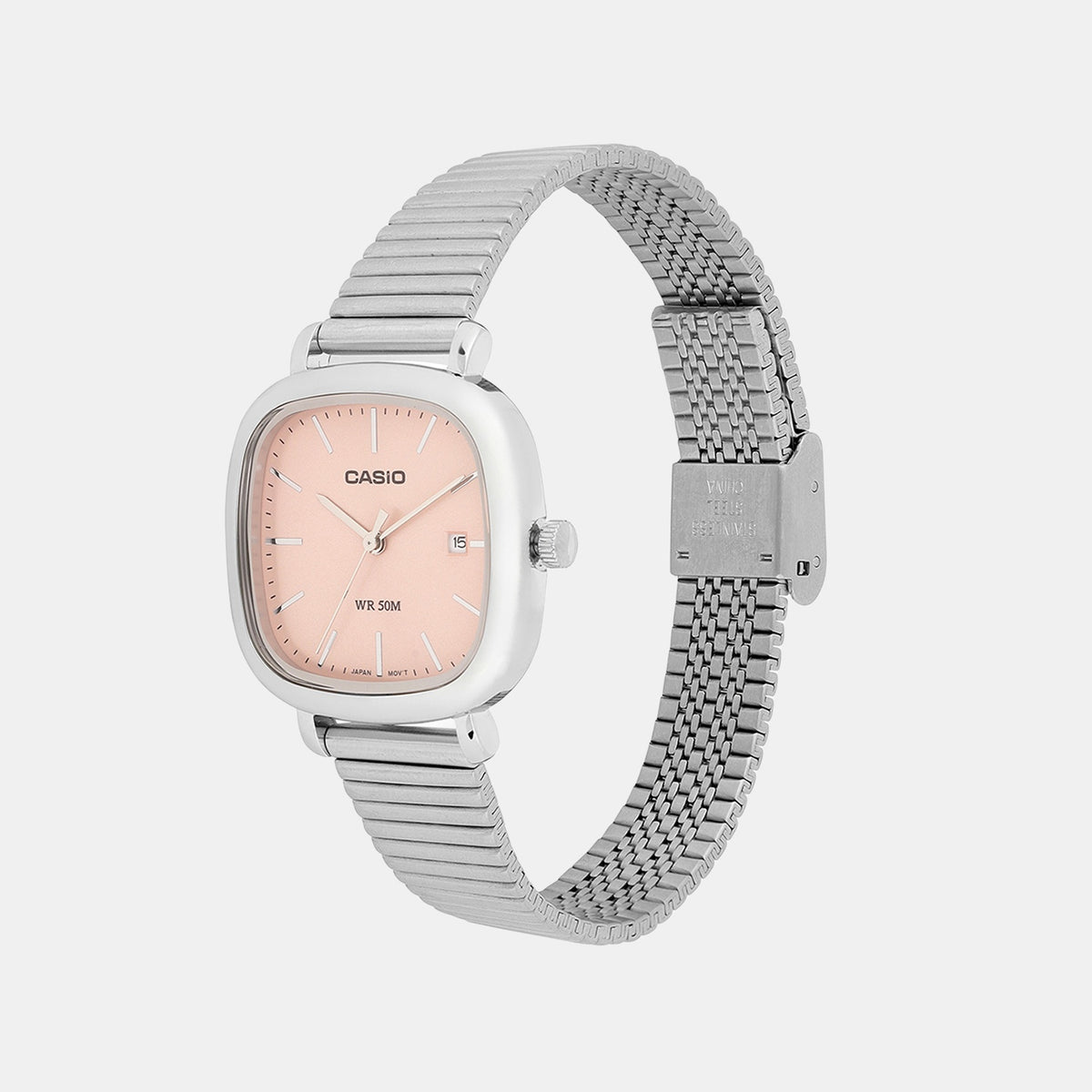 Enticer Women Quartz Peach Dial Analog Stainless Steel Watch A2463