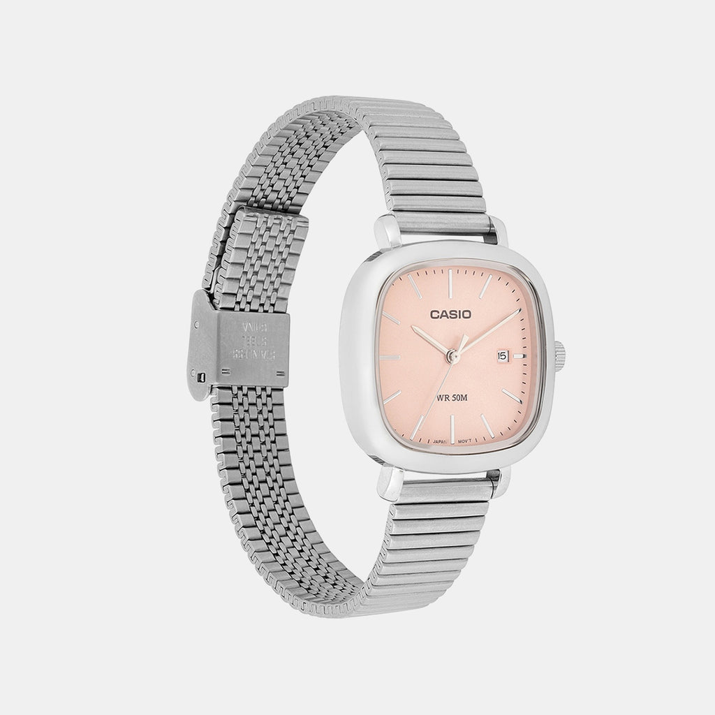 Enticer Women Quartz Peach Dial Analog Stainless Steel Watch LTP-B166D-4AVDF A2463