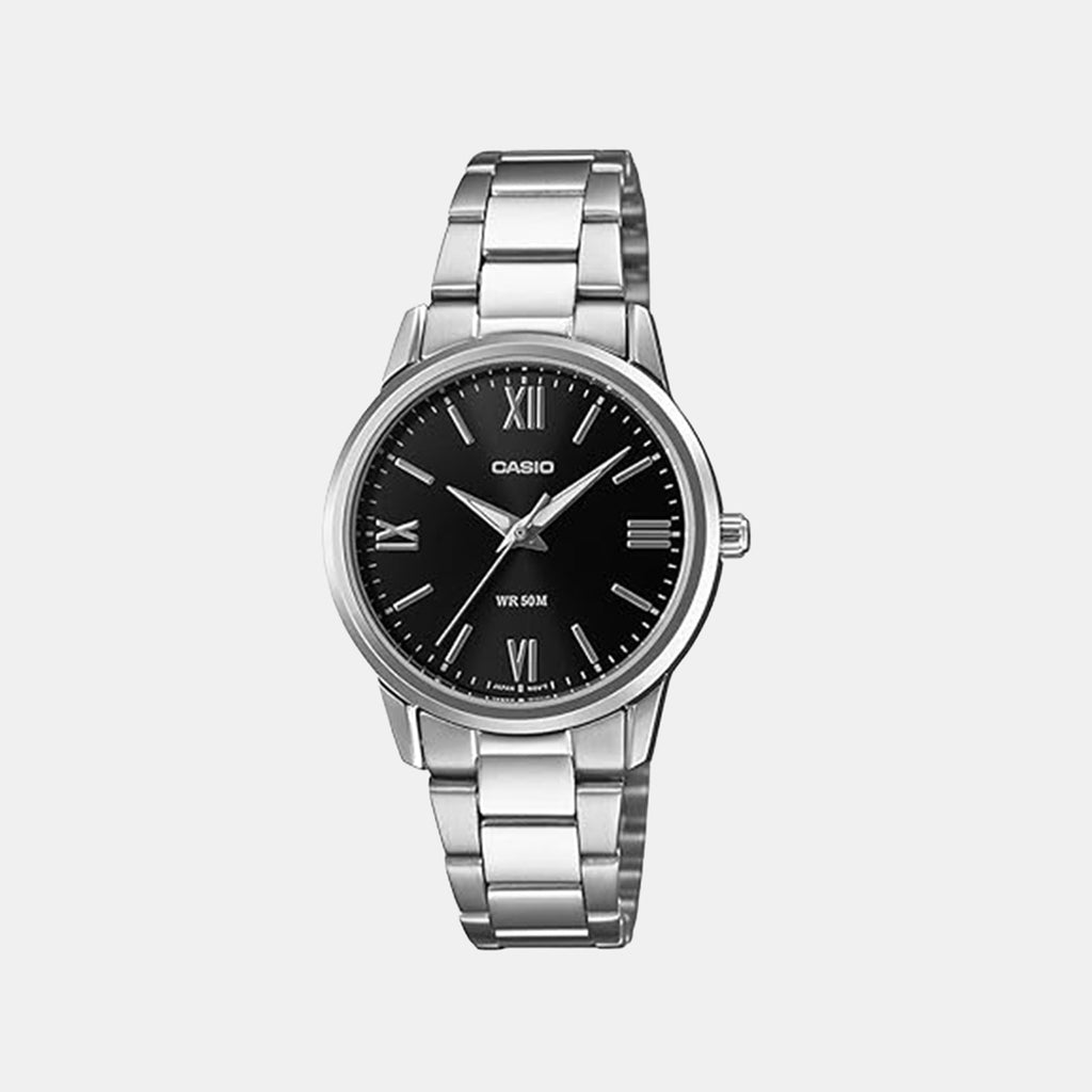 Enticer Women Quartz Black Dial Analog Stainless Steel Watch LTP-1303DD-1AVDF A2475