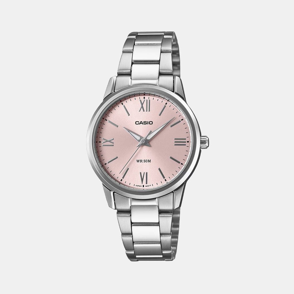 Enticer Women Quartz Pink Dial Analog Stainless Steel Watch LTP-1303DD-4AV A2477