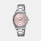 Enticer Women Quartz Pink Dial Analog Stainless Steel Watch LTP-1303DD-4AV A2477