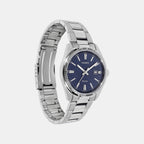 Enticer Men Quartz Navy Dial Analog Stainless Steel Watch MTP-1302DA-2A1VDF A2485