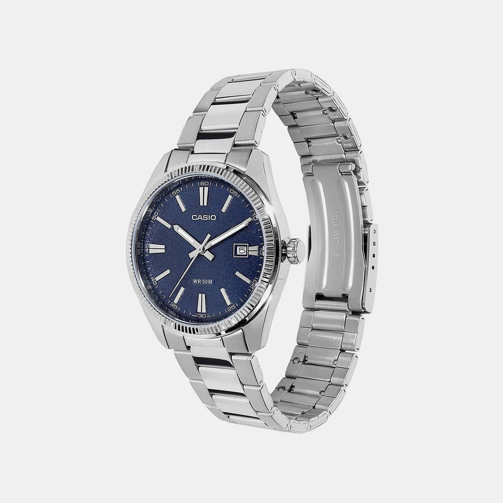 Enticer Men Quartz Navy Dial Analog Stainless Steel Watch A2485