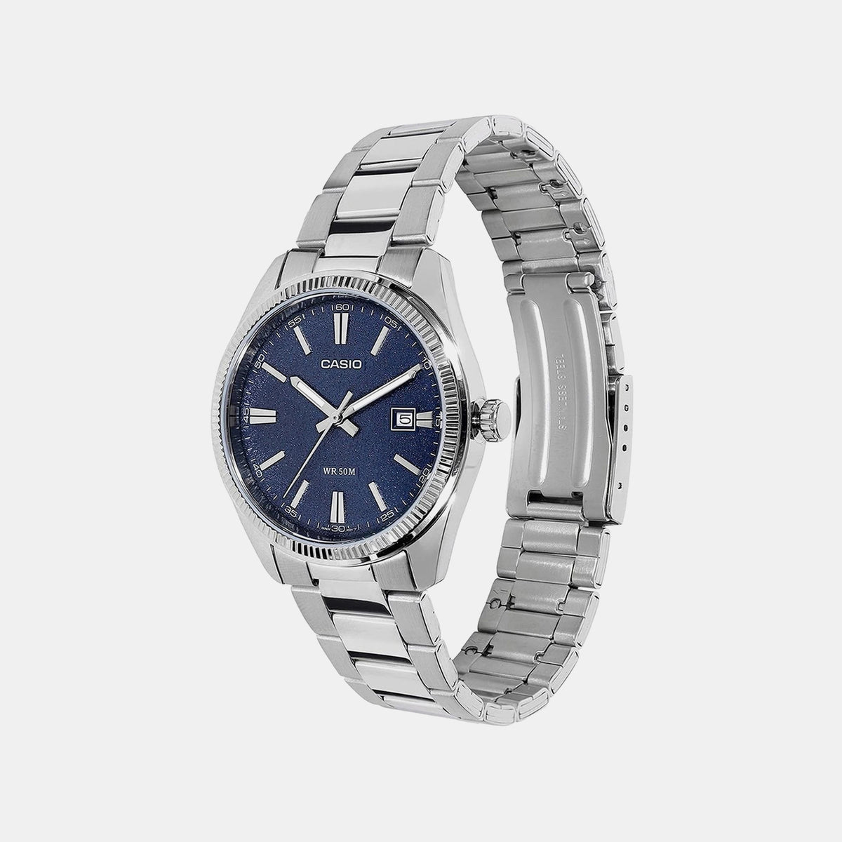 Enticer Men Quartz Navy Dial Analog Stainless Steel Watch A2485
