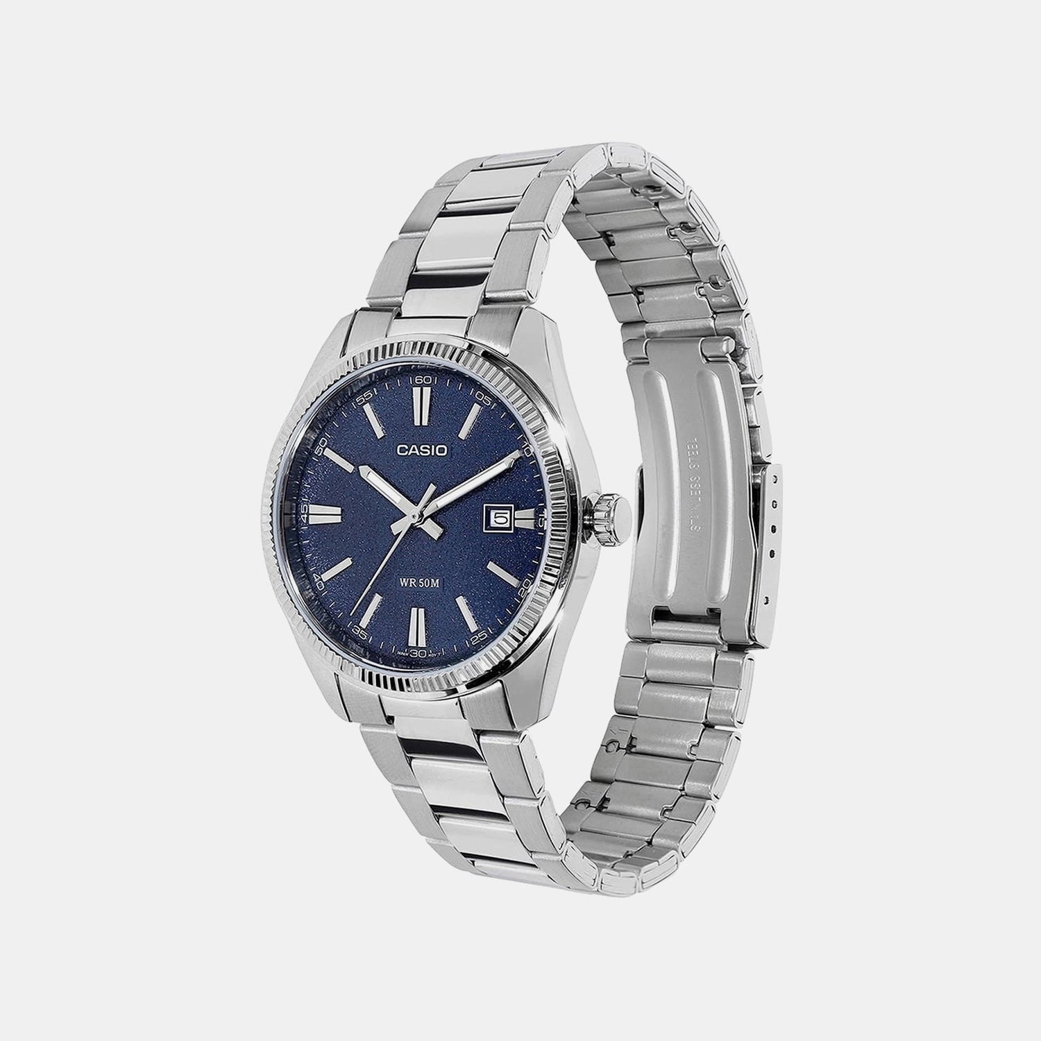 Enticer Men Quartz Navy Dial Analog Stainless Steel Watch A2485