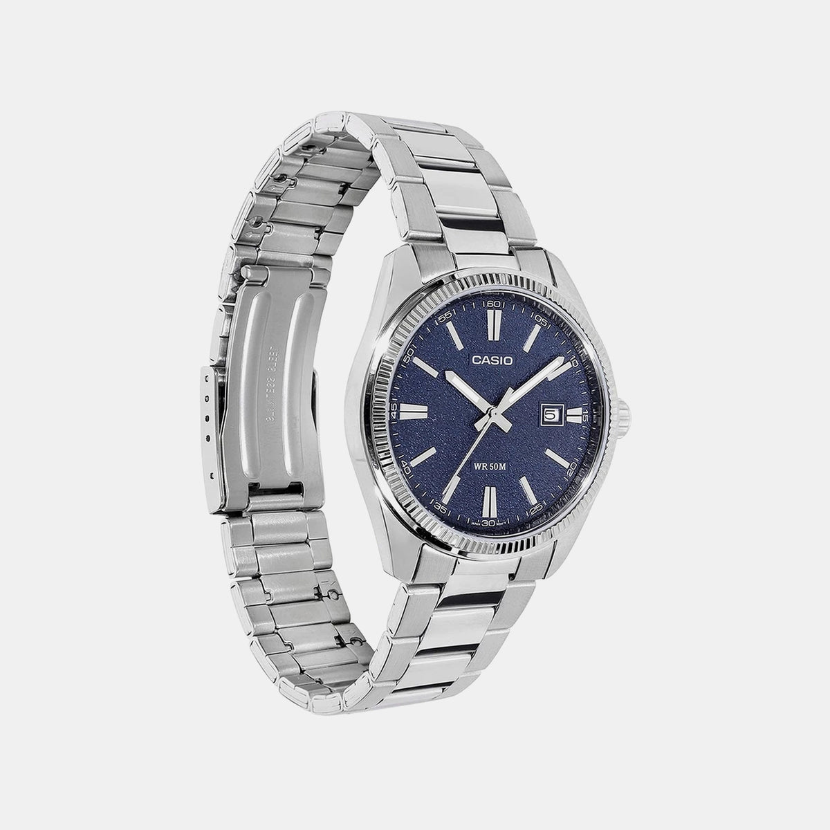Enticer Men Quartz Navy Dial Analog Stainless Steel Watch A2485