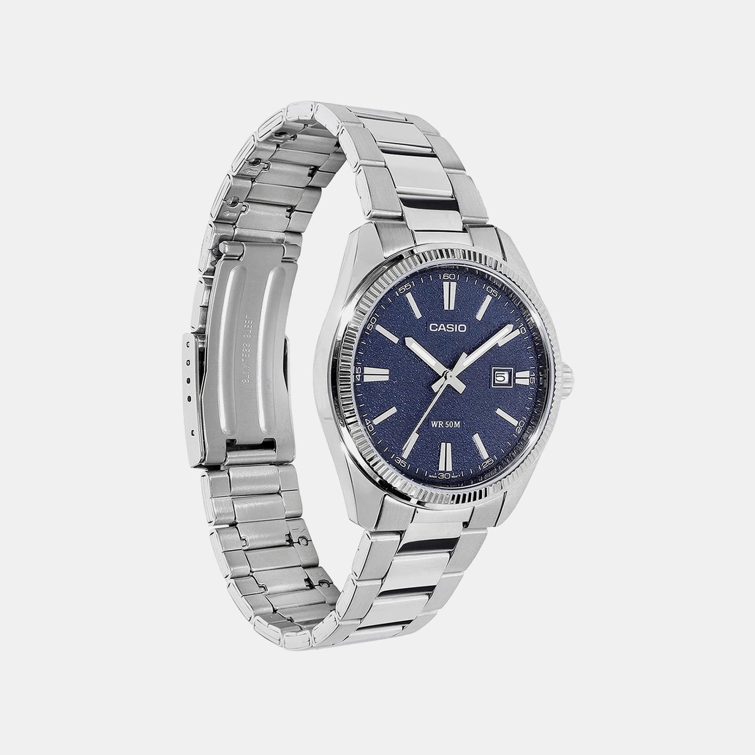 Enticer Men Quartz Navy Dial Analog Stainless Steel Watch A2485