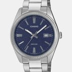 Enticer Men Quartz Navy Dial Analog Stainless Steel Watch MTP-1302DA-2A1VDF A2485