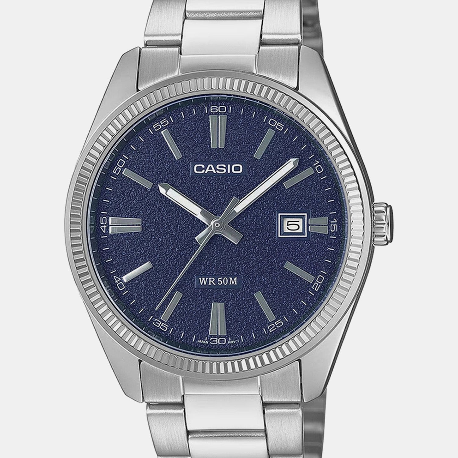 Enticer Men Quartz Navy Dial Analog Stainless Steel Watch MTP-1302DA-2A1VDF A2485