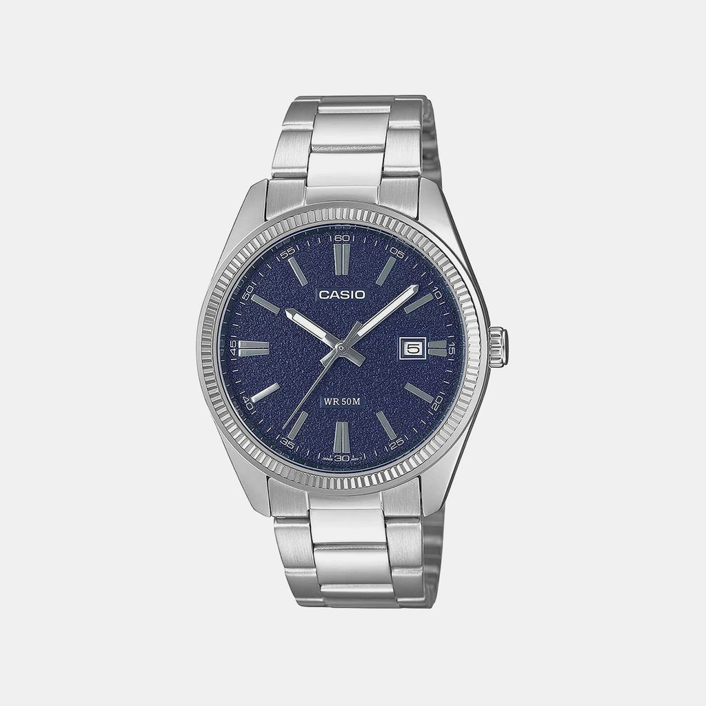 Enticer Men Quartz Navy Dial Analog Stainless Steel Watch A2485
