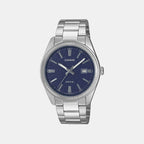 Enticer Men Quartz Navy Dial Analog Stainless Steel Watch A2485