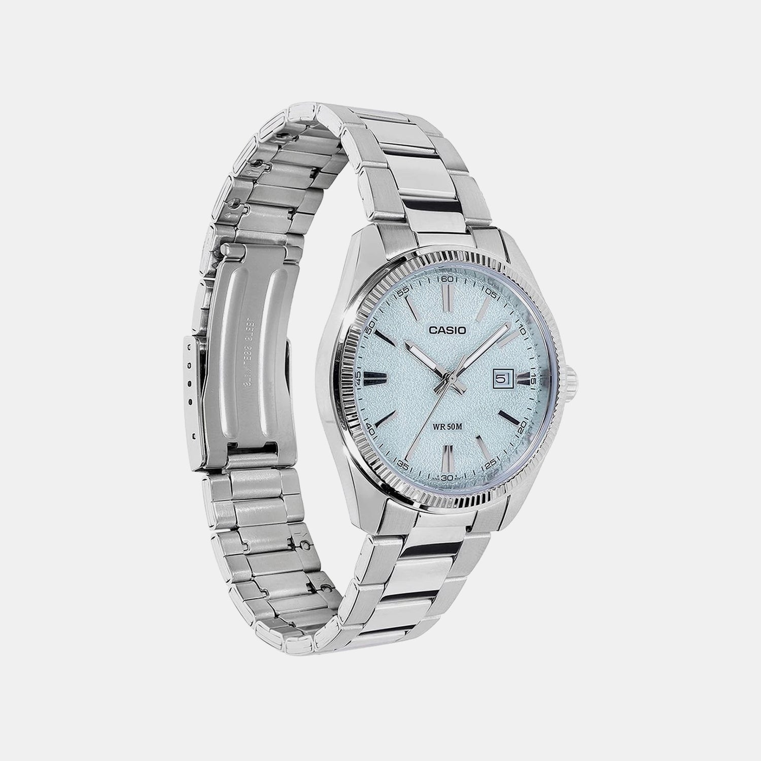 Men Quartz Blue Dial Analog Stainless Steel Watch A2486