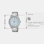 Men Quartz Blue Dial Analog Stainless Steel Watch A2486