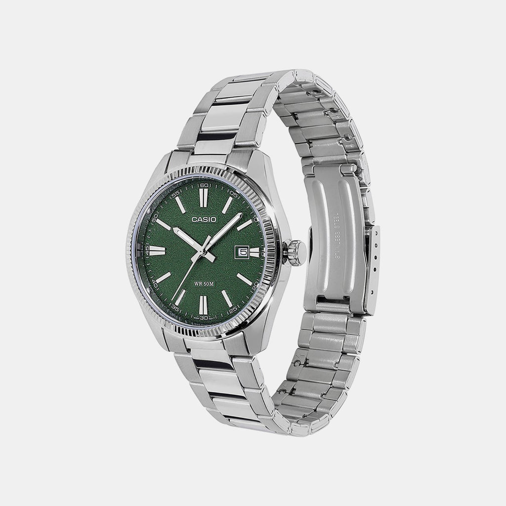 Enticer Men Quartz Green Dial Analog Stainless Steel Watch MTP-1302DA-3AVDF A2487