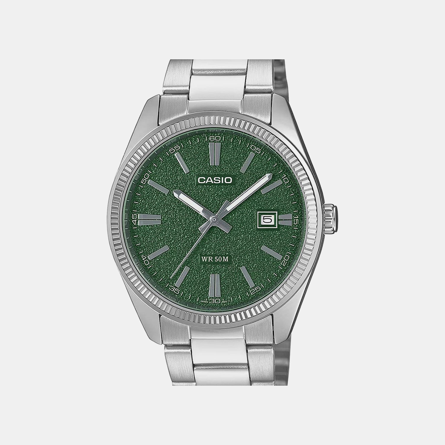 Enticer Men Quartz Green Dial Analog Stainless Steel Watch MTP-1302DA-3AVDF A2487