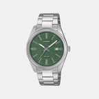 Enticer Men Quartz Green Dial Analog Stainless Steel Watch MTP-1302DA-3AVDF A2487
