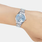 Women Quartz Blue Dial Analog Stainless Steel Watch A2492