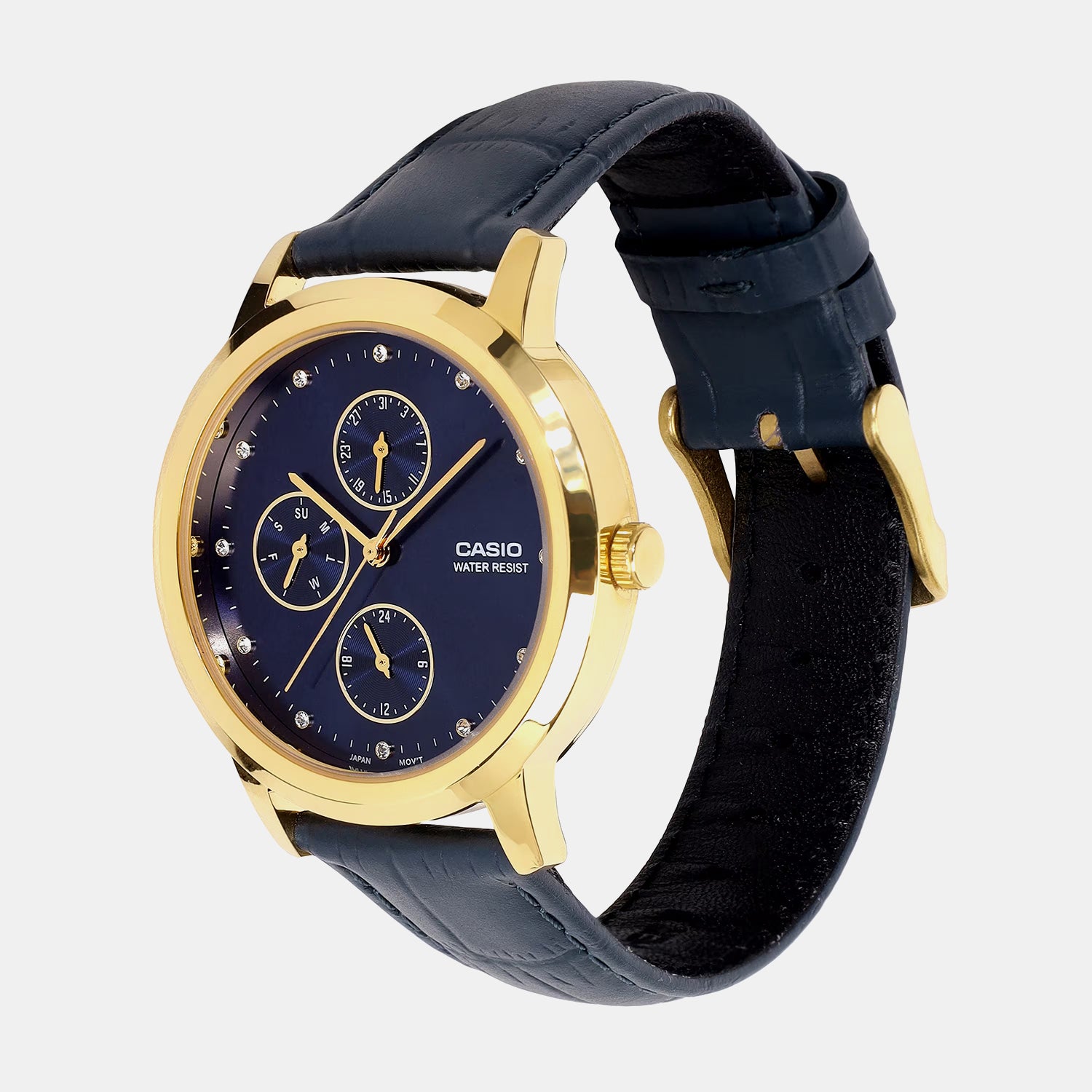 Women Quartz Blue Dial Analog Leather Watch A2493