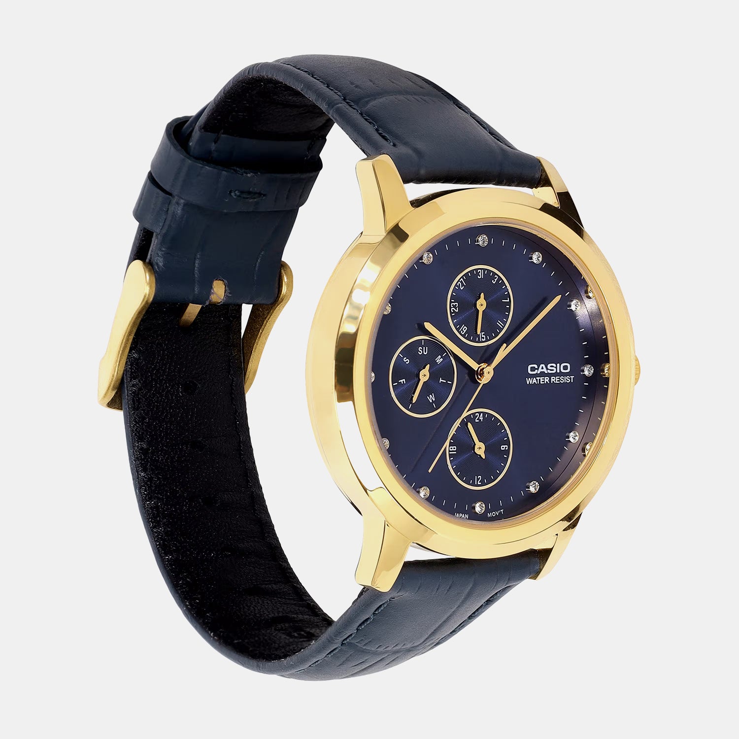 Women Quartz Blue Dial Analog Leather Watch A2493