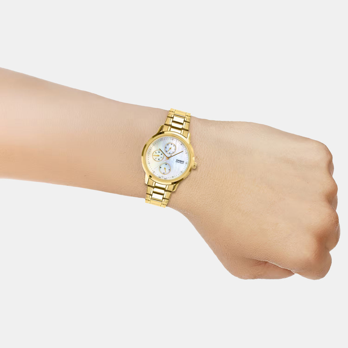 Women Quartz White Dial Analog Stainless Steel Watch A2494