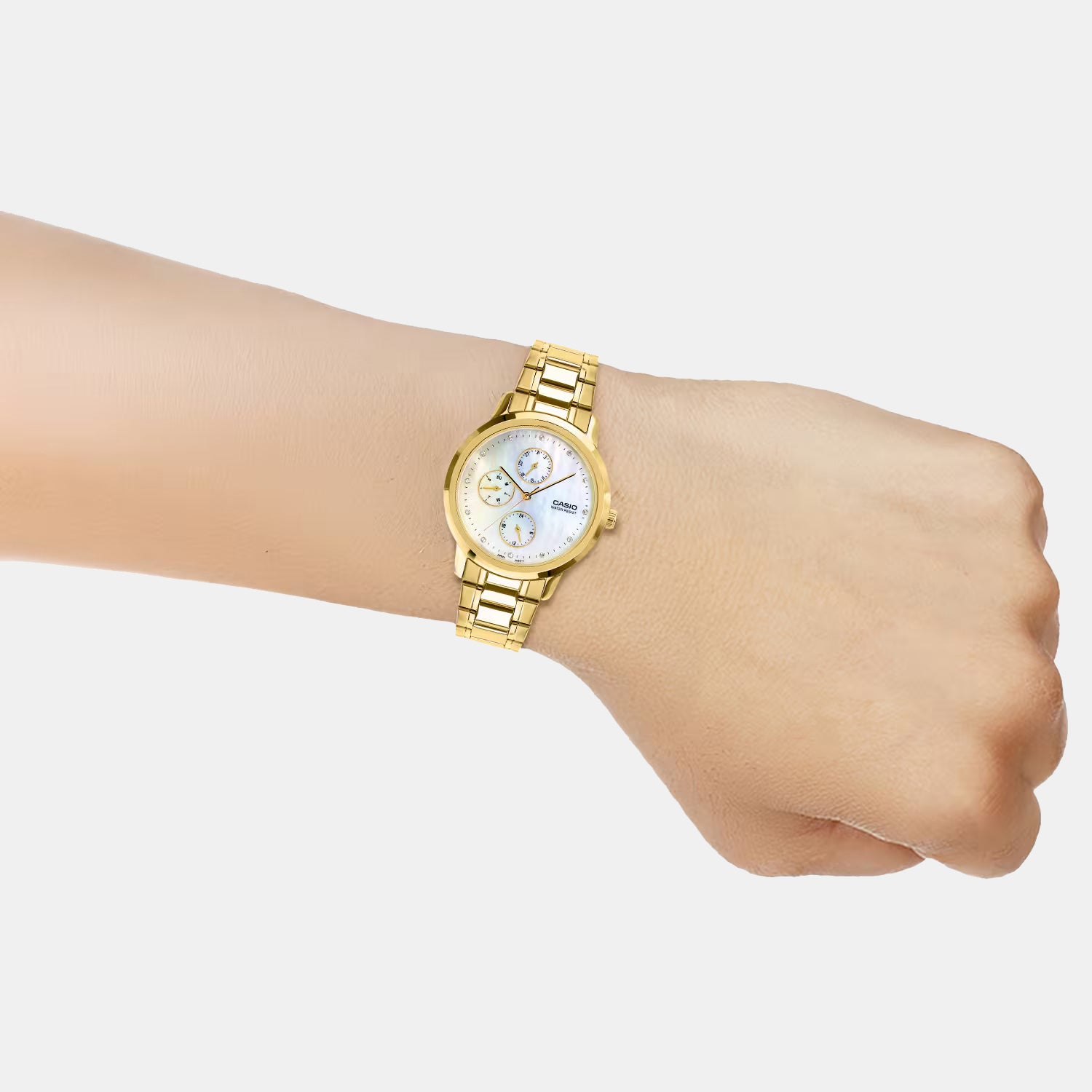 Women Quartz White Dial Analog Stainless Steel Watch A2494